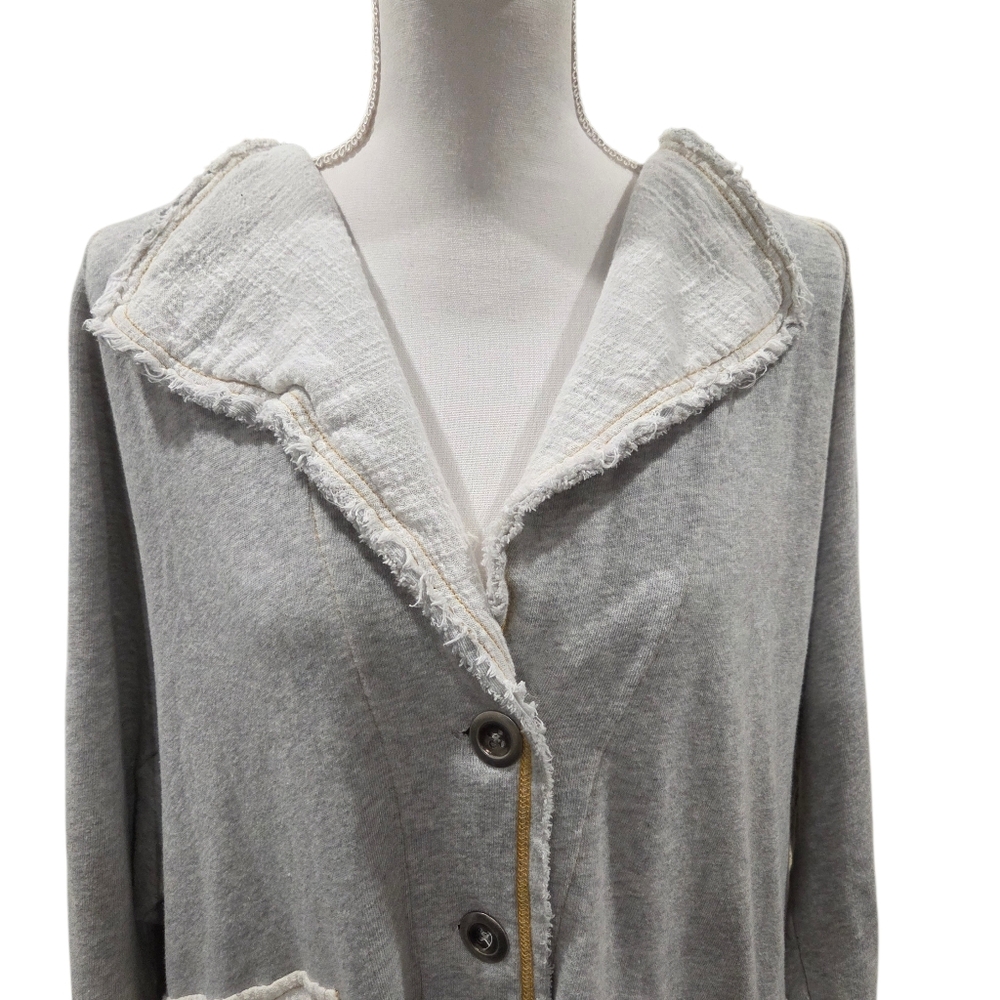 Free people Maxi Cardigan Sweatshirt Duster Jacket Grey Medium - Picture 2 of 6